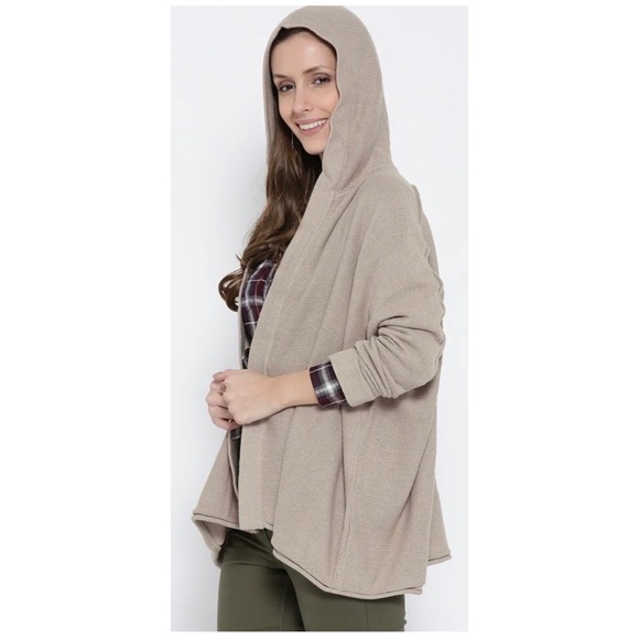 Forever 21 Knit Hooded Open Cardigan Tan Medium - Picture 3 of 11